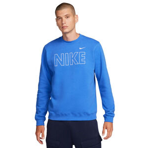 Nike Men Sportswear Club Fleece Embroidered Logo Sweatshirt Game Royal Size XL